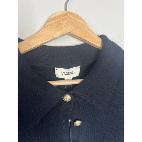 NWT L'agence Sterling Jewel Button Front Collar Sweater Black Size: Large - Picture 4 of 8